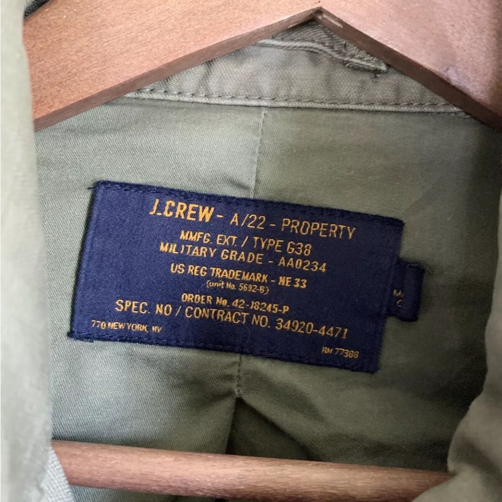 J. Crew Field Jacket Coat Men XS Military Grade A22 Type G38 Olive green AA0234 - Picture 2 of 12